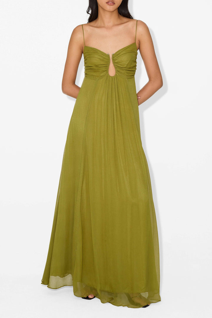 Julenia — Robe Maxi Sophistiquee Femme Verte Pour Vitalite et Prestige