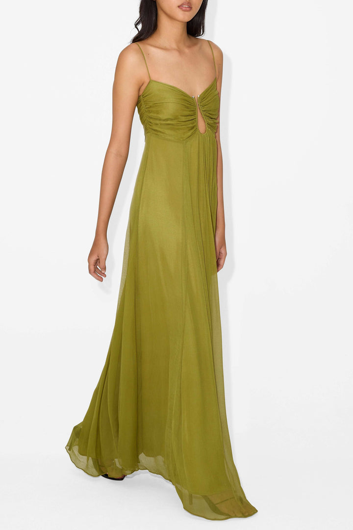 Julenia — Robe Maxi Sophistiquee Femme Verte Pour Vitalite et Prestige