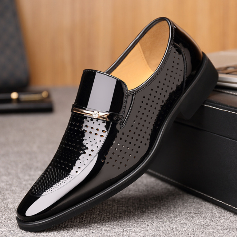 Dracule | Mocassins Cuir Verni Homme | Élégants Habillés Confort