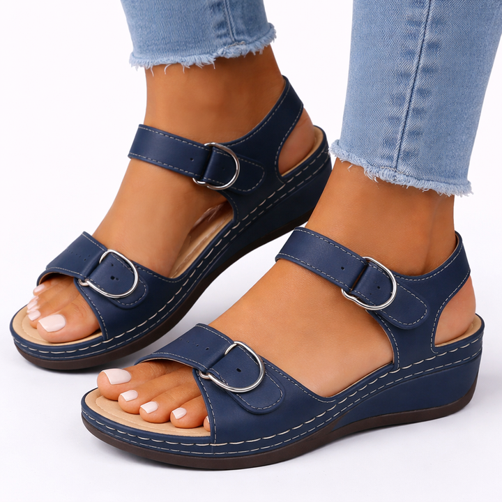 Sandales Marche Orthopédiques Talon Compensé Femme | Confort Actif