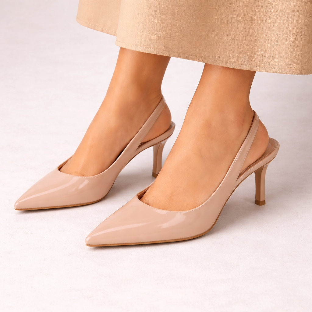 Escarpins Slingback Noirs Bout Pointu Femme | Élégance Intemporelle