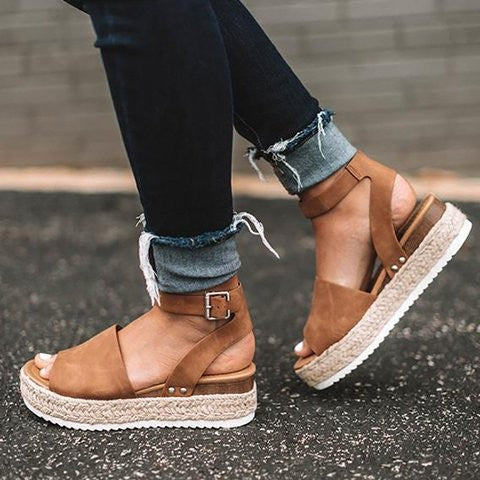 Noémie | Sandales Compensées Bride Cheville Femme | Confort Été