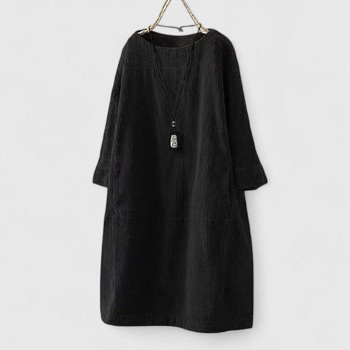 Lorra — Robe Midi Femme Confortable Verte Orange Noire Kaki