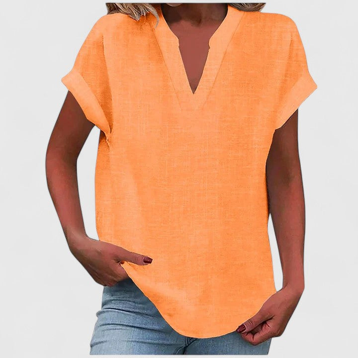 Xavinah — Blouse Femme Col v Gris Clair, Bleu Marine Pour Style Confirme