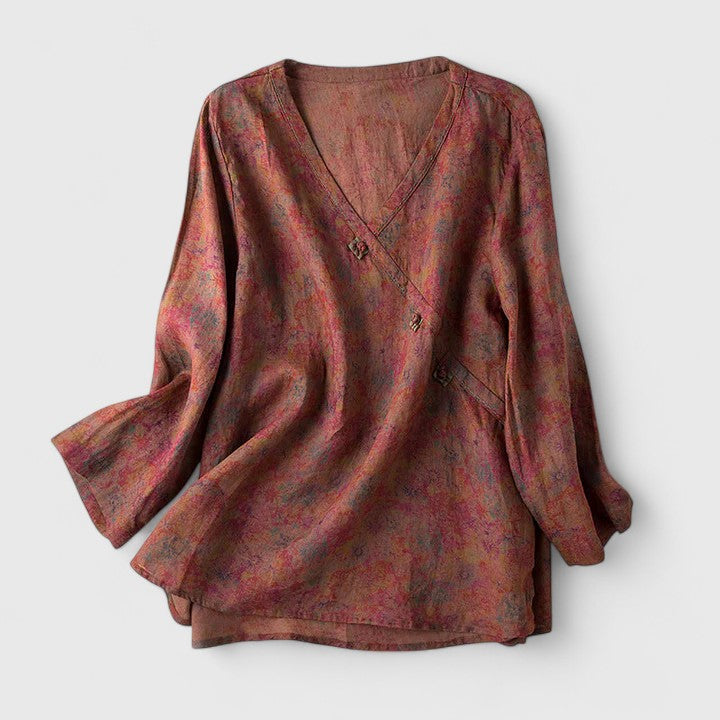 Solene — Blouse Femme Confortable Bleue, Violette Pour Style Confirme