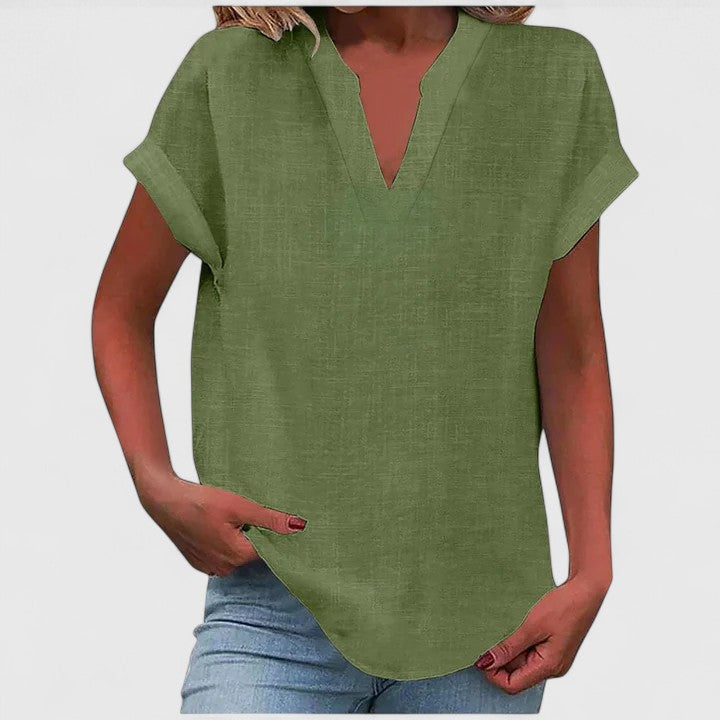 Xavinah — Blouse Femme Col v Gris Clair, Bleu Marine Pour Style Confirme