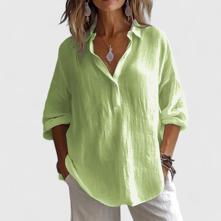 Roxanna — Blouse Femme Elegante Rose, Verte Pour Style Confirme
