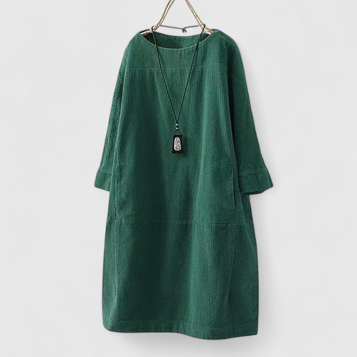 Lorra — Robe Midi Femme Confortable Verte Orange Noire Kaki