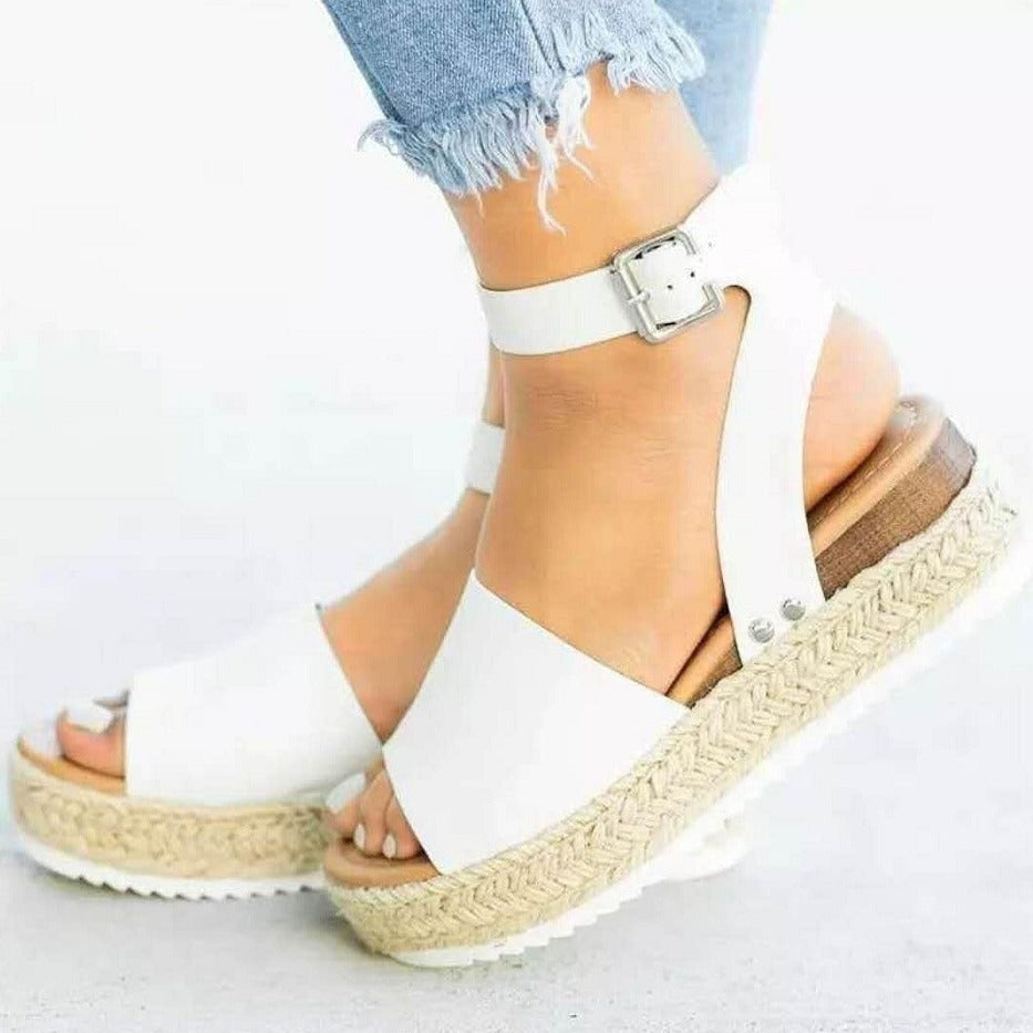 Noémie | Sandales Compensées Bride Cheville Femme | Confort Été
