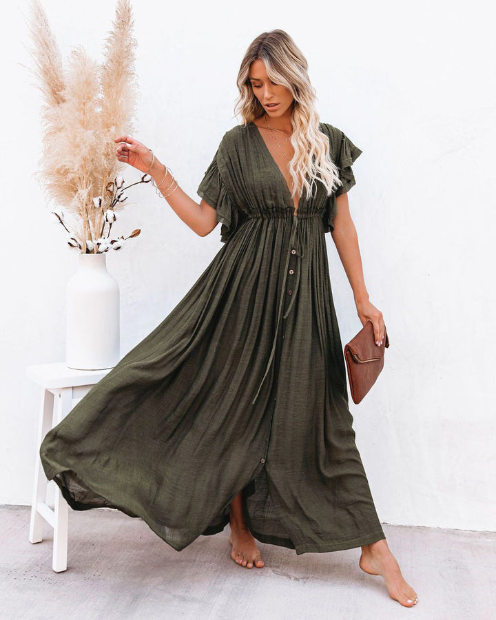 Bethany — Robe Femme Boho Noire, Bleu Ciel, Vert Kaki Pour Style Confirme