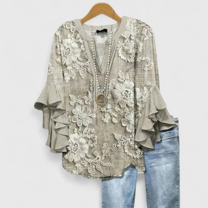 Saryphiah — Blouse Femme Confortable Marron Bleu Clair Noire Pour Bien-Etre