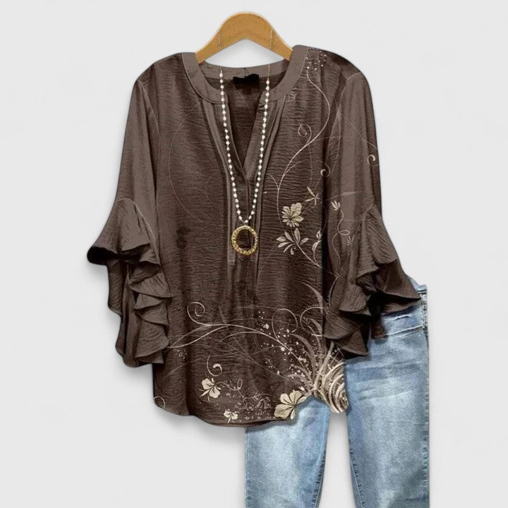 Saryphiah — Blouse Femme Confortable Marron Bleu Clair Noire Pour Bien-Etre