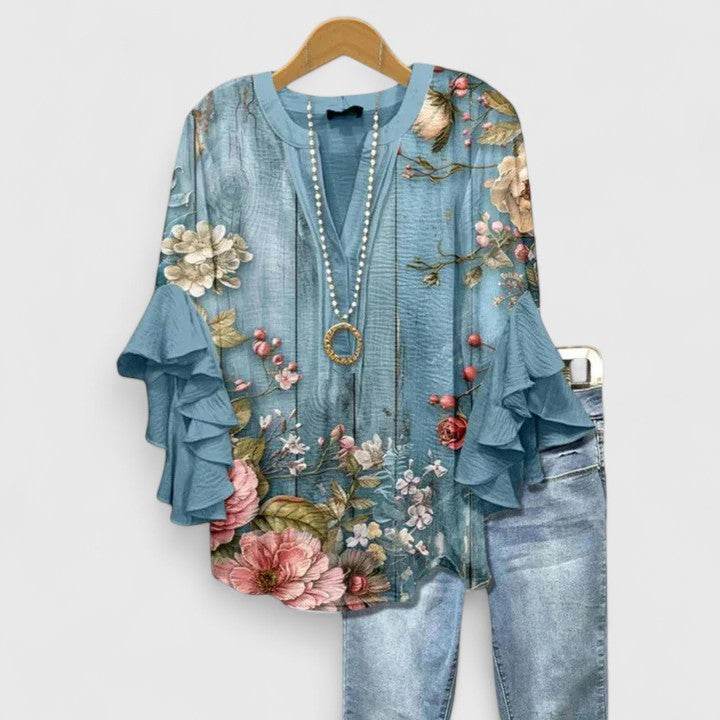 Saryphiah — Blouse Femme Confortable Marron Bleu Clair Noire Pour Bien-Etre