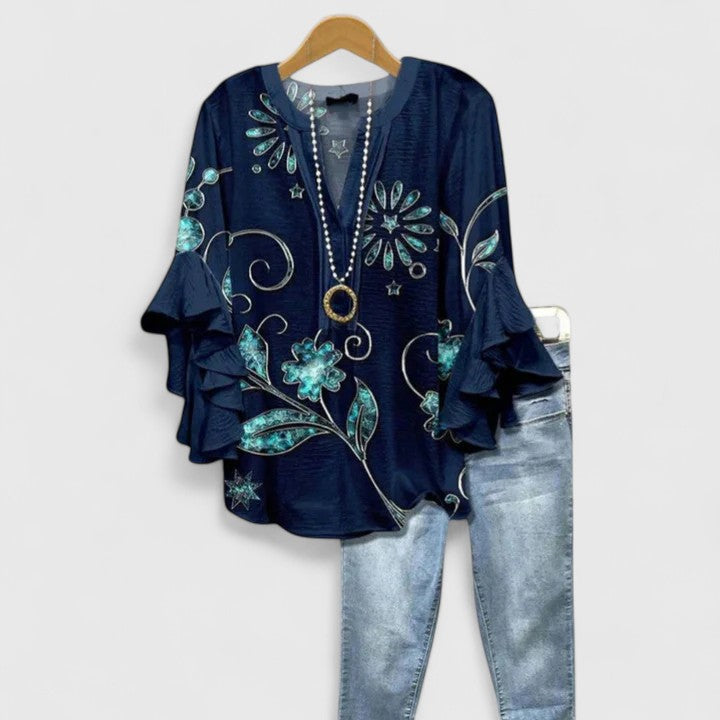 Saryphiah — Blouse Femme Confortable Marron Bleu Clair Noire Pour Bien-Etre