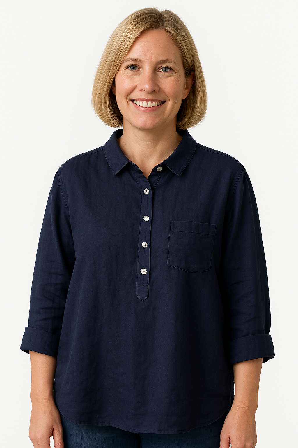 Naja — Blouse Femme Elegante Bleu Marine, Violette Pour Style Confirme