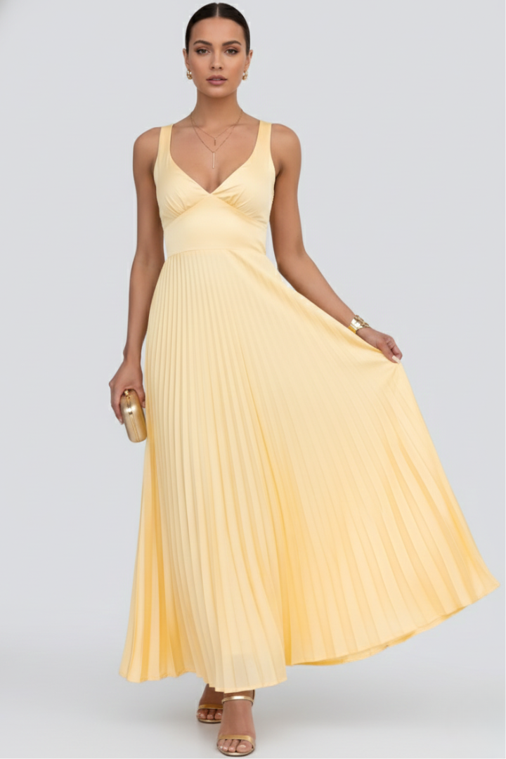 Fiona — Robe Femme Elegante Jaune Pour Style Confirme