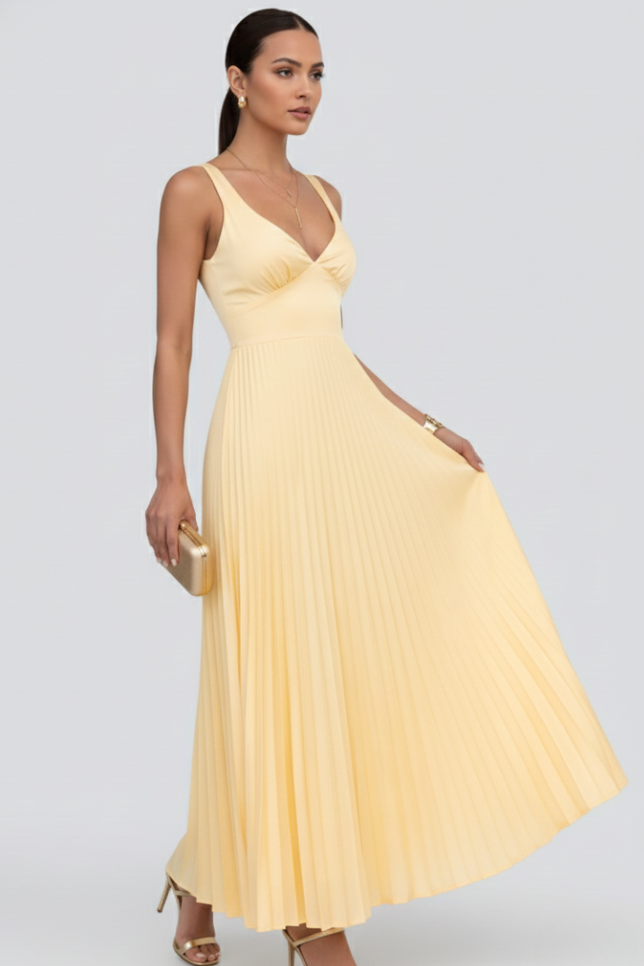 Fiona — Robe Femme Elegante Jaune Pour Style Confirme