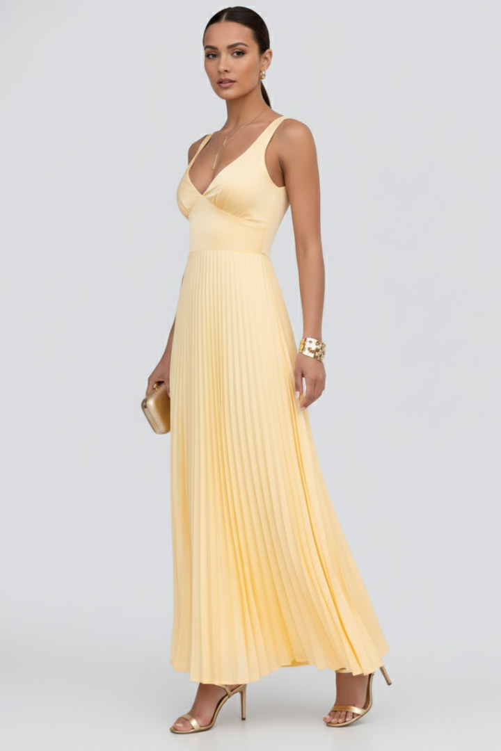 Fiona — Robe Femme Elegante Jaune Pour Style Confirme