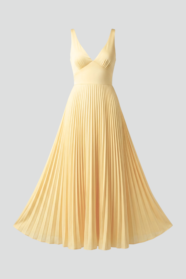 Fiona — Robe Femme Elegante Jaune Pour Style Confirme