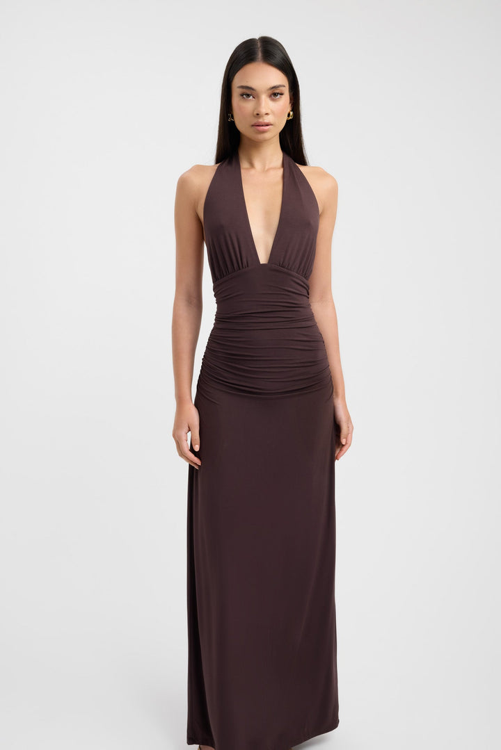Serenya — Robe Maxi Elegante Noire Acajou Fonce Pour Prestige Sombre
