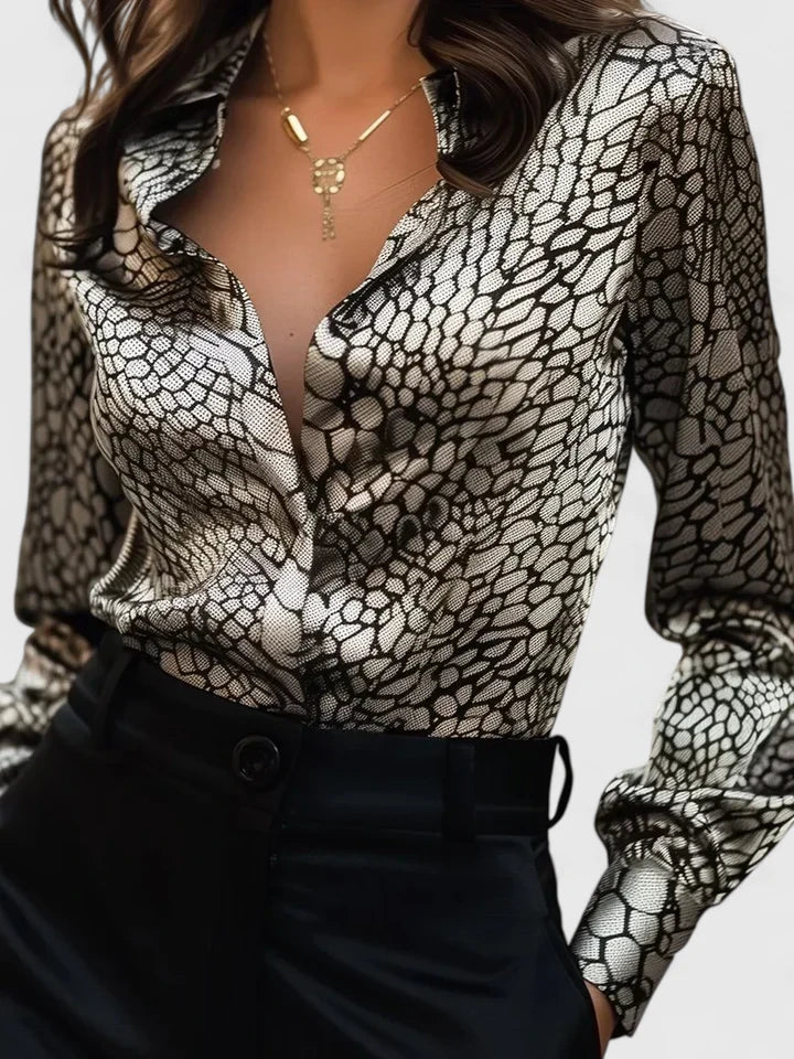 Lyzziane — Blouse Femme Elegante Violette, Noir et Blanc Pour Style Confirme
