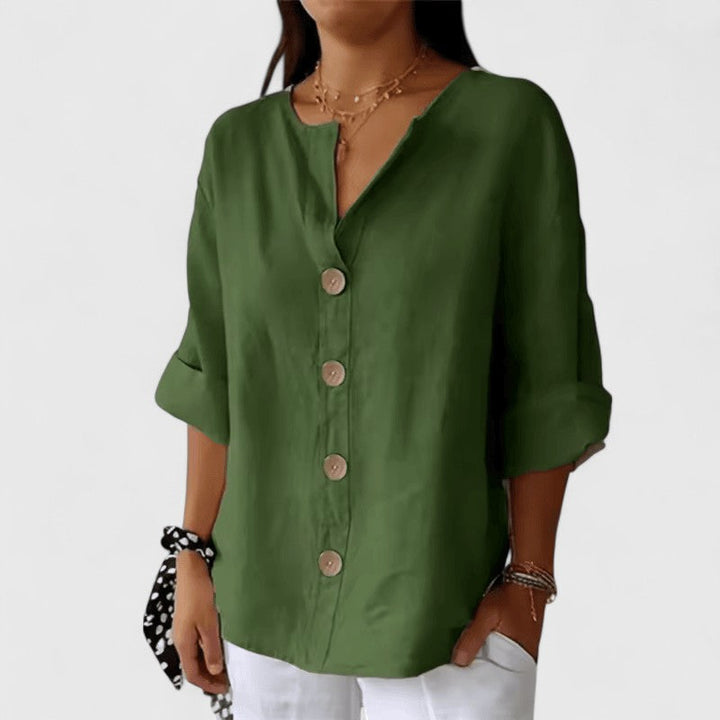 Cathlyn — Blouse Femme Elegante Bleu Marine, Blanche Pour Style Confirme