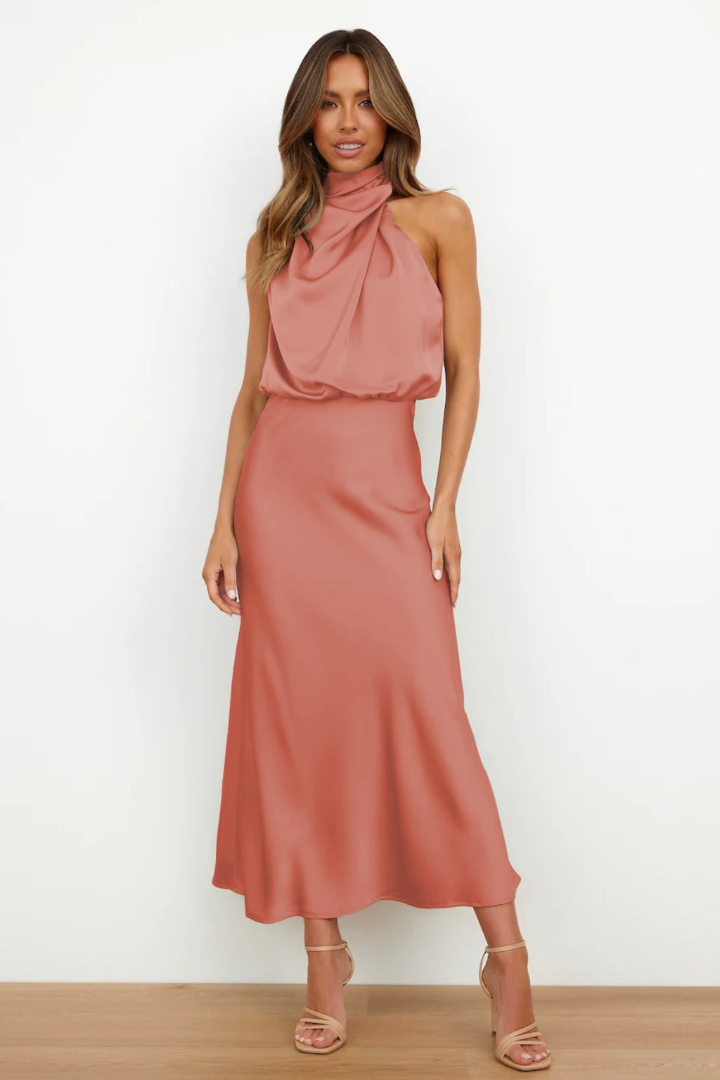 Faith — Robe Halter Soiree Femme Chic Bleu Marine Bordeaux Noire Vert Olive