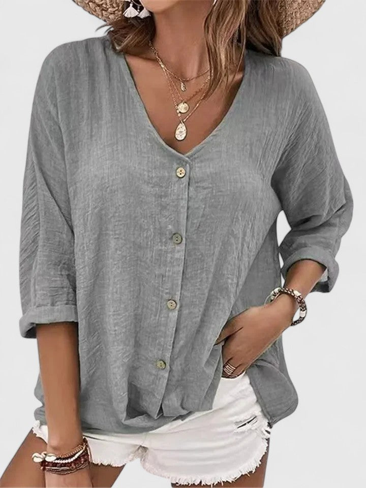 Kylieb — Blouse Femme Elegante Kaki, Bleue Pour Style Confirme