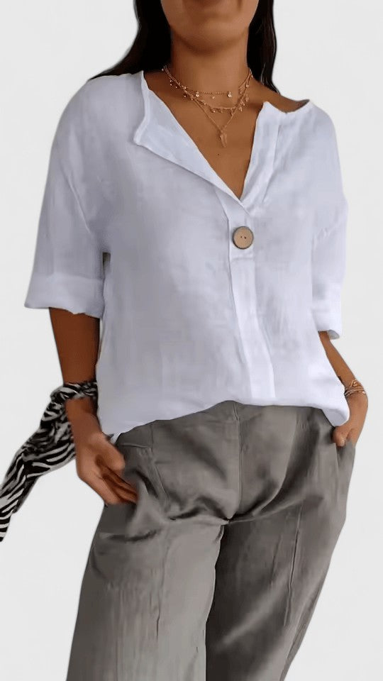 Kianna — Blouse Femme Elegante Bleu Marine, Blanche Pour Style Confirme