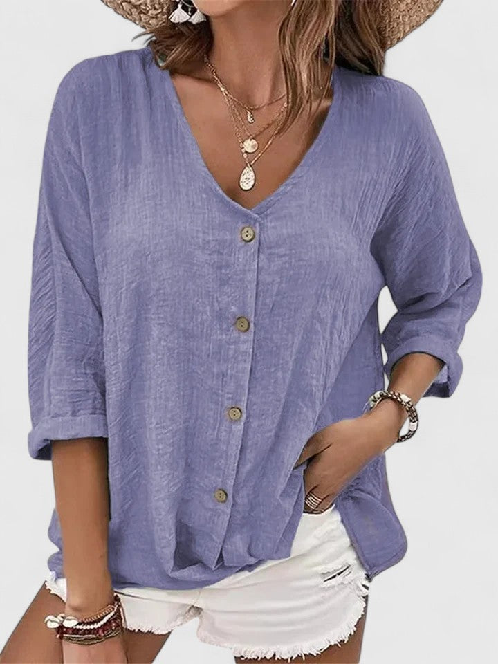 Kylieb — Blouse Femme Elegante Kaki, Bleue Pour Style Confirme