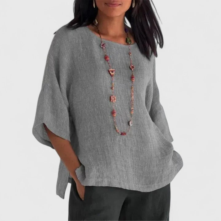 Mireille — Blouse Femme Confortable Jaune, Bleue Pour Style Confirme