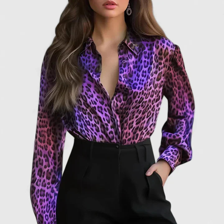 Lyzziane — Blouse Femme Elegante Violette, Noir et Blanc Pour Style Confirme