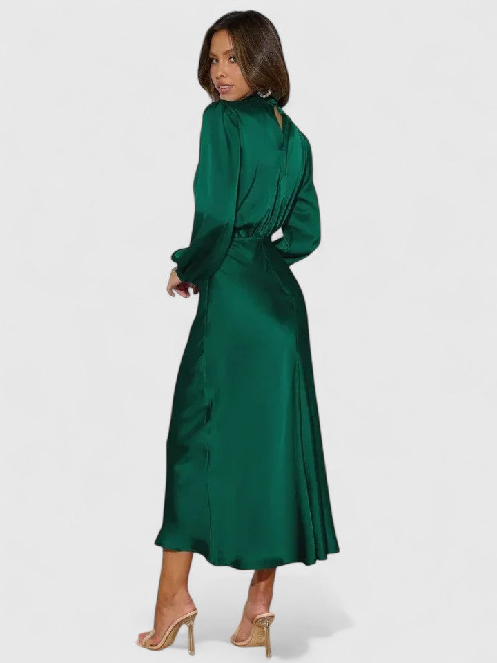 Emryssah — Robe Maxi Femme Elegante Beige Bleue Noire Verte Pour Presence Raffinee