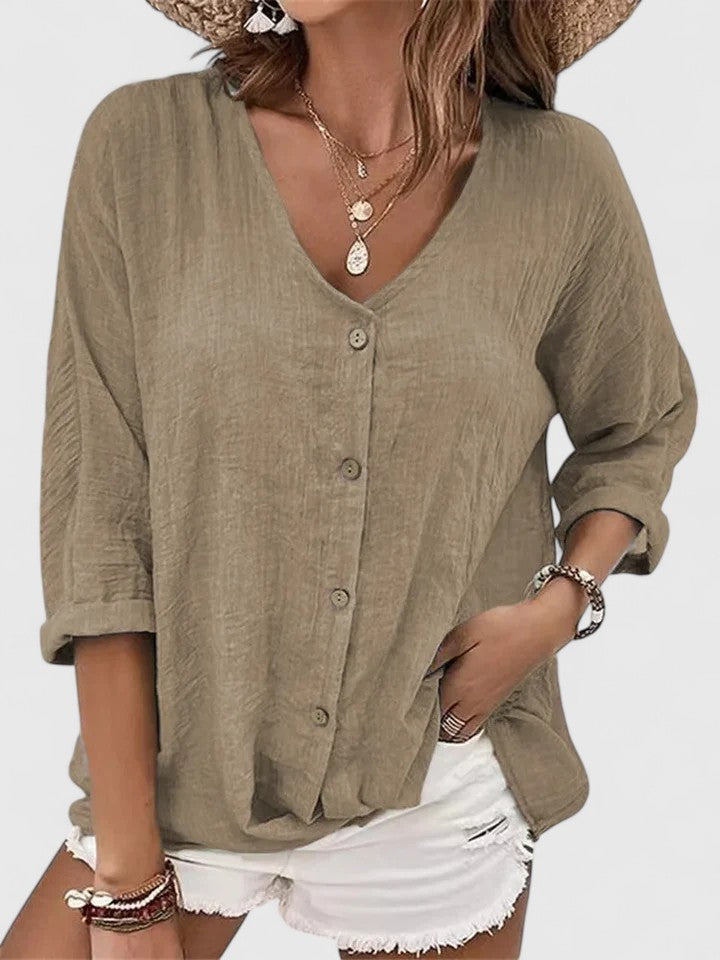 Kylieb — Blouse Femme Elegante Kaki, Bleue Pour Style Confirme