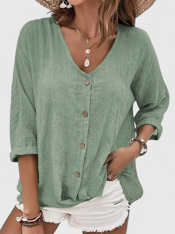 Kylieb — Blouse Femme Elegante Kaki, Bleue Pour Style Confirme