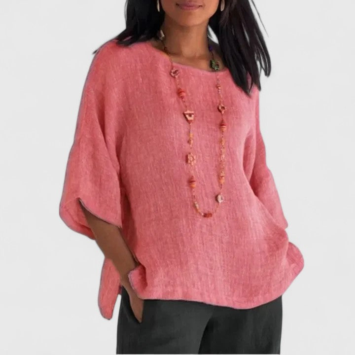 Mireille — Blouse Femme Confortable Jaune, Bleue Pour Style Confirme