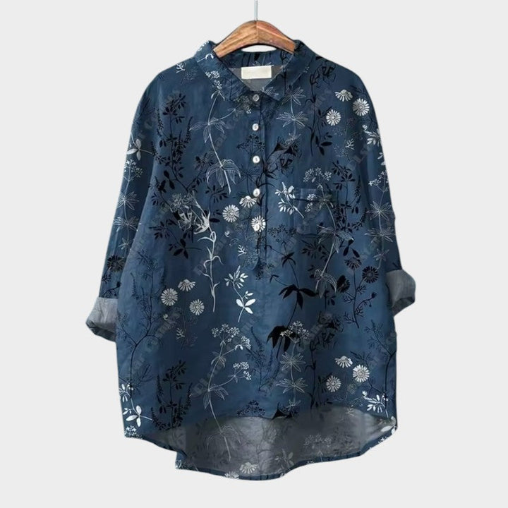 Sia — Blouse Femme Elegante Bleue, Blanche Pour Style Confirme