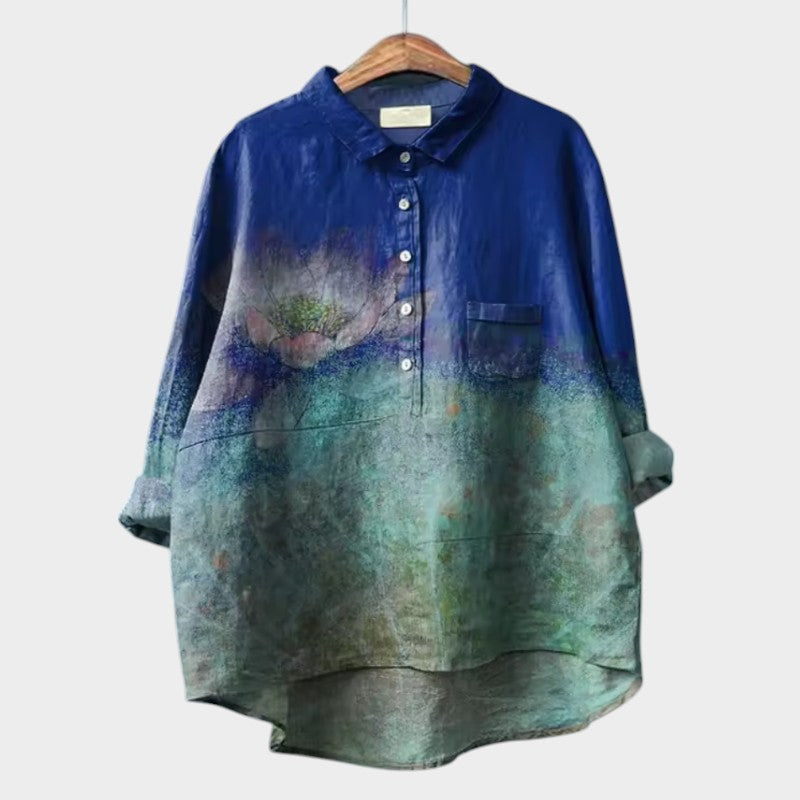 Mira — Blouse Femme Elegante Bleue, Blanche Pour Style Confirme