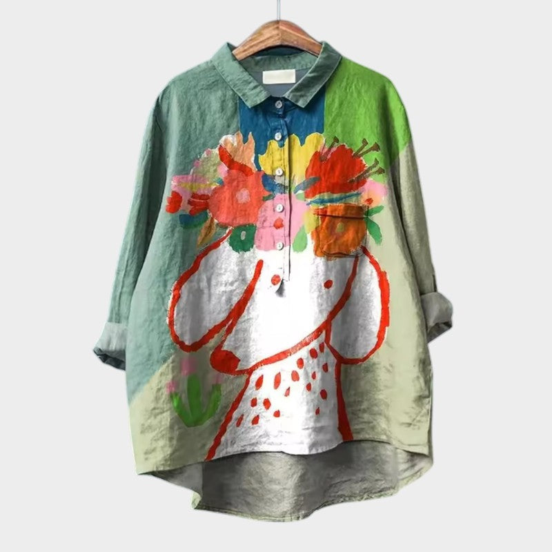 Milla — Blouse Femme Imprimee Marron Verte Pour Style Original