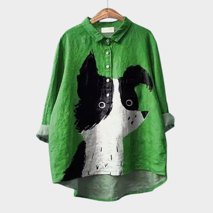 Milla — Blouse Femme Imprimee Marron Verte Pour Style Original