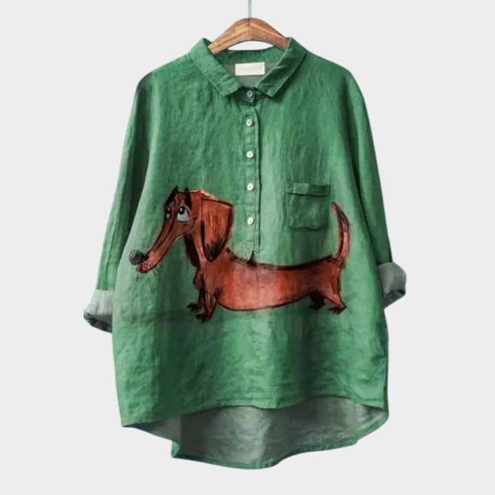 Milla — Blouse Femme Imprimee Marron Verte Pour Style Original