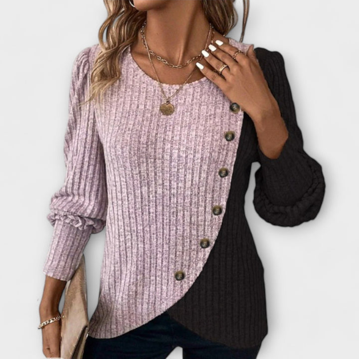 Xeraphine — Blouse Femme Tricot Violette, Grise Pour Style Confirme
