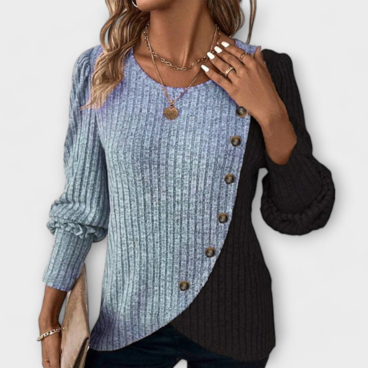 Xeraphine — Blouse Femme Tricot Violette, Grise Pour Style Confirme