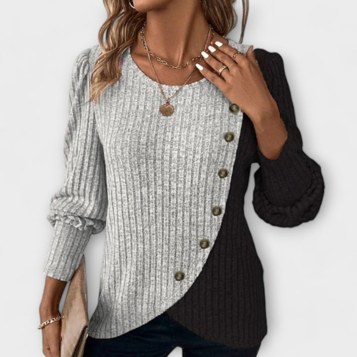 Xeraphine — Blouse Femme Tricot Violette, Grise Pour Style Confirme