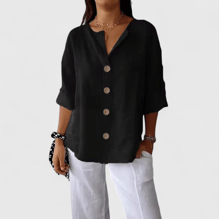Cathlyn — Blouse Femme Elegante Bleu Marine, Blanche Pour Style Confirme