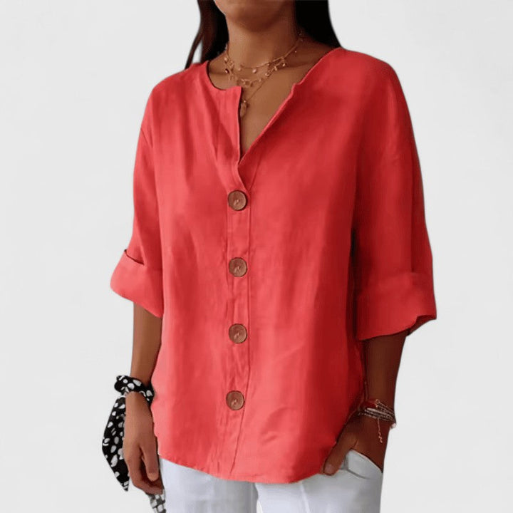 Cathlyn — Blouse Femme Elegante Bleu Marine, Blanche Pour Style Confirme