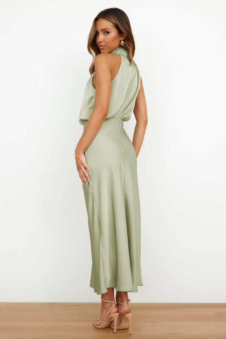 Faith — Robe Halter Soiree Femme Chic Bleu Marine Bordeaux Noire Vert Olive