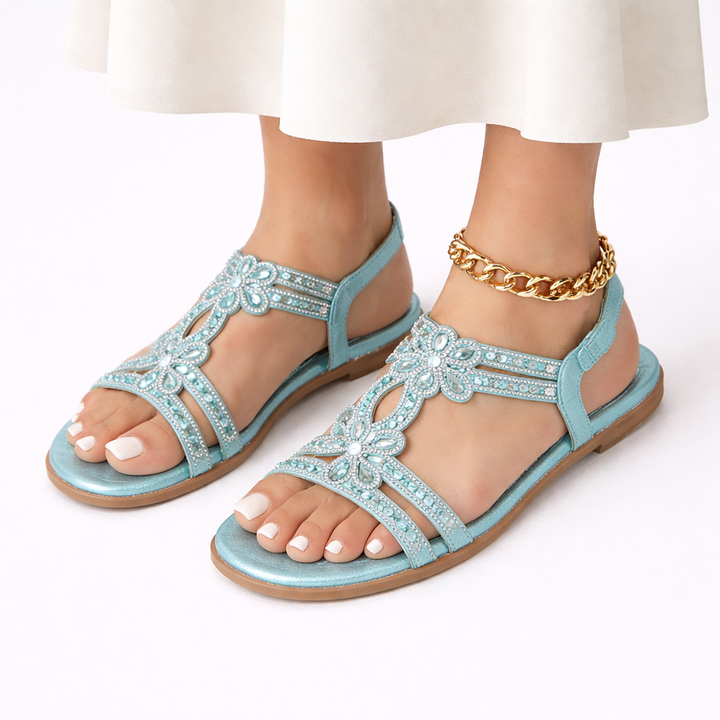 Sandales Orthopédiques Florales Cristal Femme | Confort Été Élégant