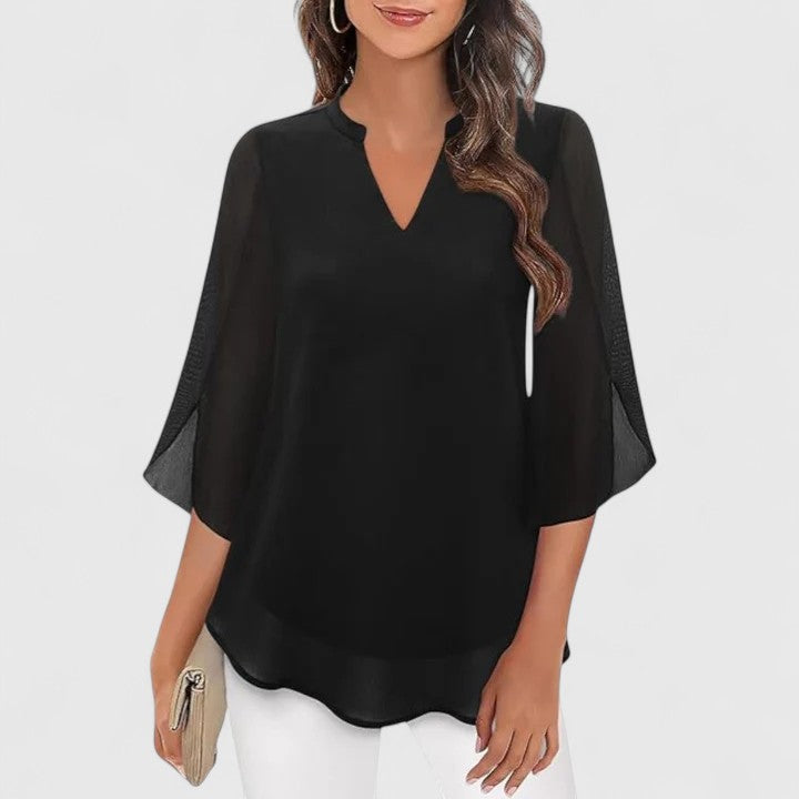 Ellie — Blouse Femme Elegante Burgundy, Bleue Pour Style Confirme