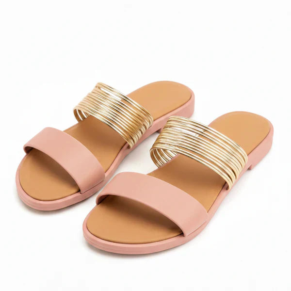 Sandales Plates Multi-Brides Métalliques Femme | Confort Été